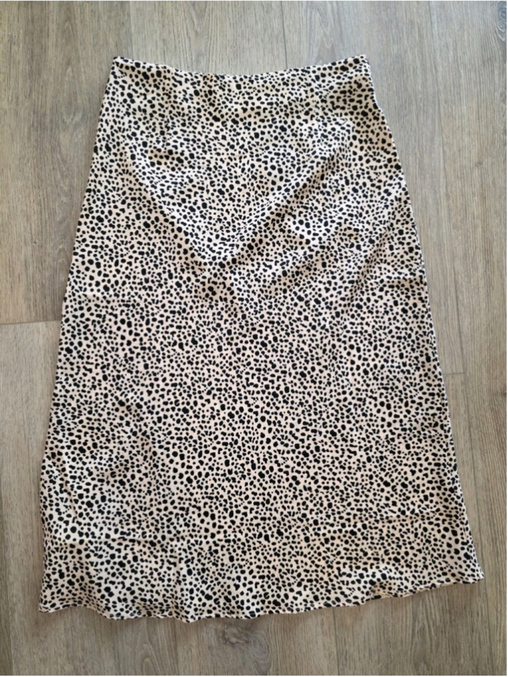 Nasty Gal NWT Polka Dot Midi Skirt Women’s US 8 Beige Black Bias Cut Slip Skirt - Picture 3 of 10